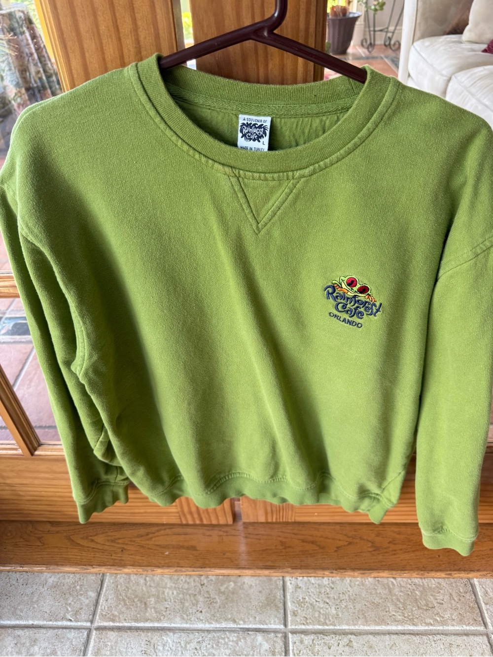 RAINFOREST Men's Lime Green Crewneck Sweatshirt with Embroidered Logo